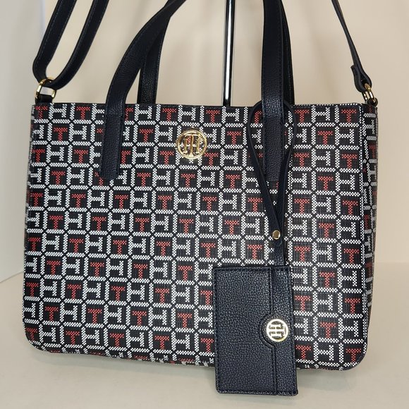 Tommy Hilfiger Navy North South Satchel with Detachable Pouch - NWT - Picture 1 of 12